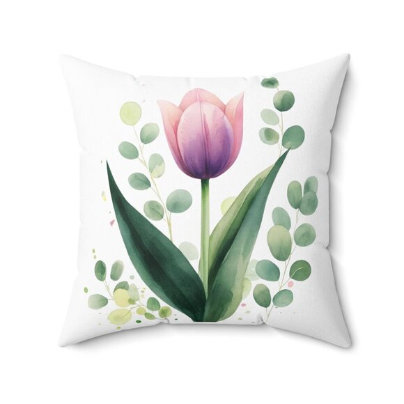 Modern Floral Square Pillow Cover: Soft Cushion for Living Room, Spring Decor - Picture 5 of 6